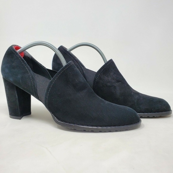 Stuart Weitzman Black Suede Stretch Ankle Bootie